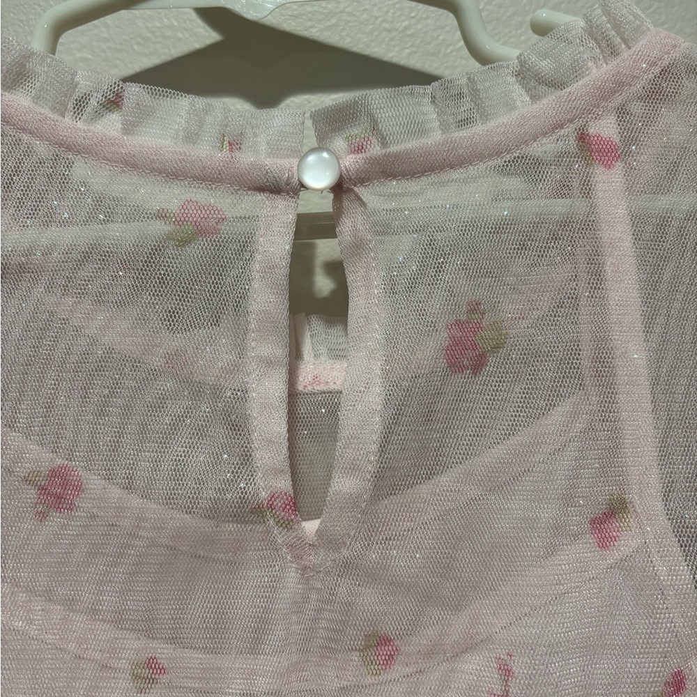 Zenzi Sleeveless Floral Tulle Dress Blush Pink Girls Large 10-12 Easter Spring - Picture 9 of 11